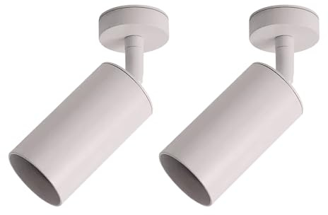 Jandei - Pack x2 Aplique Foco Giratorio y Ajustable para Techo o Pared. Orientable Perfecto para Cocina, Dormitorio, Sala...Bombilla GU10 No Incluida. (Blanco)