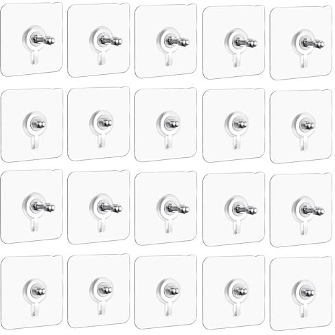 xiaowanwan 20 Stück Klebeschrauben Ohne Bohren,Klebe Schrauben für Wand,Schrauben Klebehaken Transparente für Bad Küchen,Bis zu 10 kg Belastung (Stil 1)