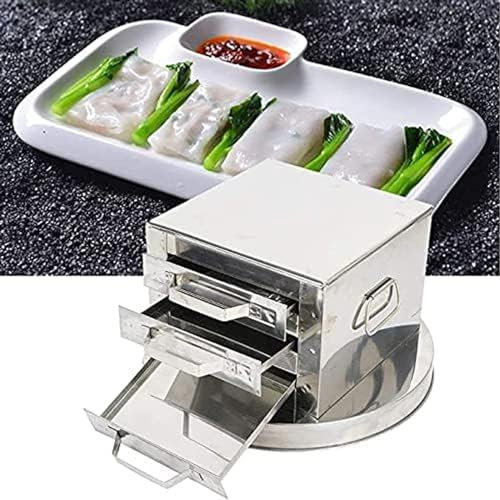COYEUX Máquina de Rollos de arroz al Vapor de Acero Inoxidable de 3 Capas, vaporera de Rollo de arroz, para Juego de Utensilios de Cocina con Recipiente para Hornear, tamaño de sartén 24,5 * 18,5 cm