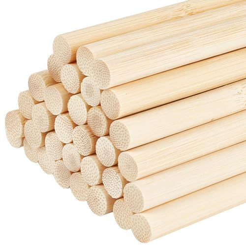 OLYCRAFT 100 Stück Runde Holzstäbe 20 cm Lang Unbehandelte Holzstreifen 1 cm Runde Dübelstreifen Holzdübelstange Naturholzstäbe Modellzubehör Für Gebäudemodelle DIY-Bastelbedarf
