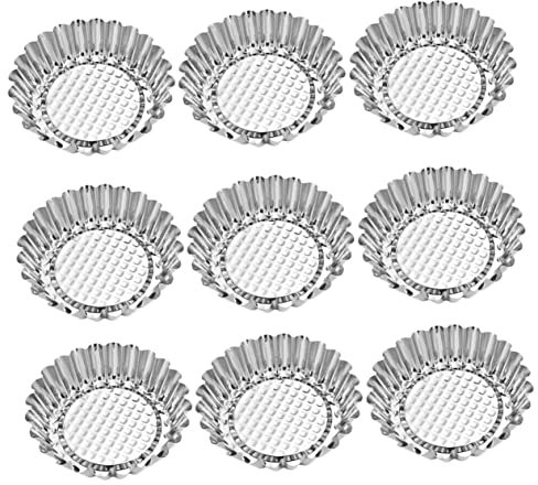 Garneck 10pcs Chrysanthemum Shaped Stainless Steel Egg Tart Molds Non-Stick Baking Moulds for Home DIY Baking