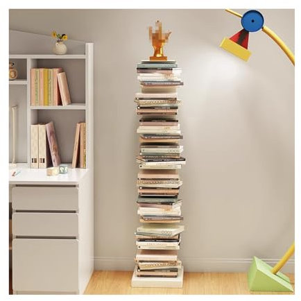Moderner, unsichtbarer Bücherturm mit Metallrücken, freistehend, vertikal, für Wohnzimmer, Display und Aufbewahrung