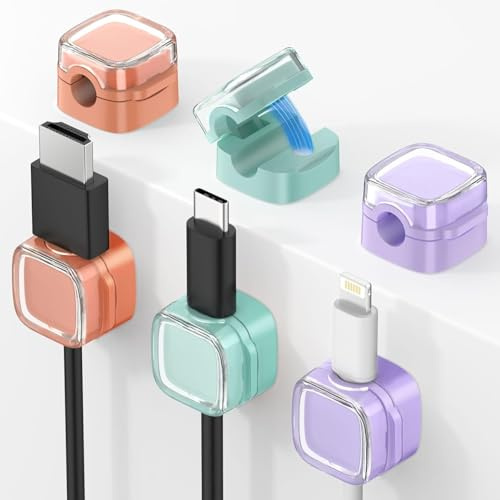 6 Stücke Magnetische Kabelschellen, Organizer Kabelmanagement Kabelhalter Kabelclips Kabel Management Magnetische Schreibtisch Kabel Clips für Nachttisch Schreibtisch Büro Auto Wand Glas