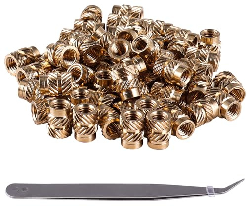 GIVIHGETI 60 Stück M2 Gewindeeinsätze Set, Einpressmuttern Messing Gewindebuchse, M2x4x3,5 mm Schmelzgewinde Rändelmutter, Gewindehülse für Kunststoffteile und 3D-Drucker Teile