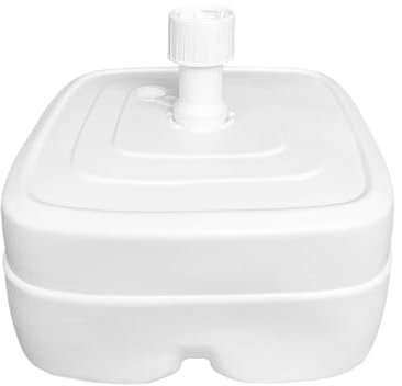 Acomoda Textil – Base de Sombrilla Rellenable con Agua o Arena Resistente y Estable para Terraza, Patio y Jardín. Pie de Sombrilla Robusto y Transportable para Parasol. (45 litros Blanco, 47x47x22cm)