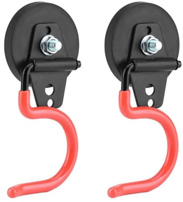2 Pack Non-Slip Garage Storage Hooks Heavy Duty Strong Iron Magnetic Broom Mop Tool Holder Garden Hoe Holder Orange