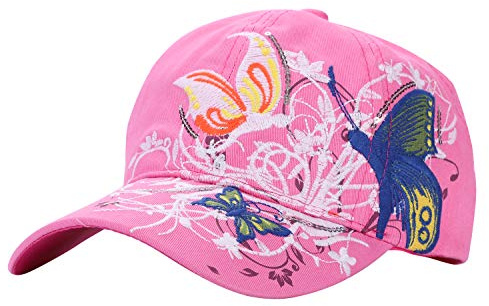 Femmes Filles Casquette de Baseball Bonnet de Golf en Coton Brodée Papillon Chapeau de Soleil Anti-Soleil Réglable Casquette de Sport Respirant pour Plage Randonnée Golf Cyclisme