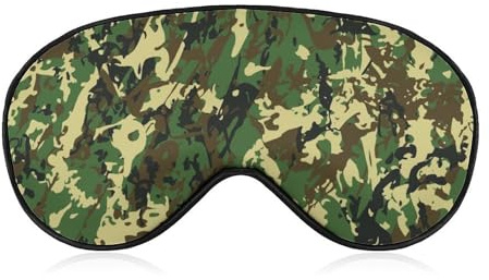 Bequemer Augenschutz für die Nacht, grüne Camouflage-Augenabdeckung im Armee-Tarnmuster, weiches elastisches Band für Damen und Herren
