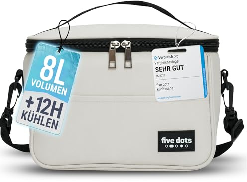 five dots Kleine Kühltasche für unterwegs 8l grau inkl. 12h Isolierung - perfekt als Lunchtasche für die Arbeit - Lunchbag, Lunch Bag, Thermotasche, Lunchtasche Damen