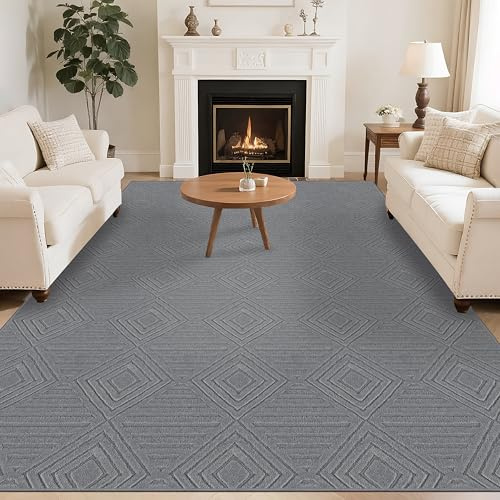 Capslpad Grau Teppich 200x300cm Waschbarer Weicher Wohnzimmer Teppich rutschfeste moderner Bodenmatte Teppiche für Bereich Wohnzimmer Esszimmer Schlafzimmer Büro