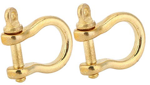 2 Set 10mm Pure Brass Anchor Shackle, D to Bow FOB Key Ring Hook, Golden Screw Connector for Chain Wire Rope
