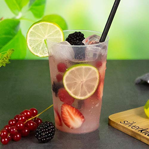 Silverkitchen 100x Trinkbecher 300ml - bruchsichere Mehrwegbecher wiederverwendbar Cocktail Becher Longdrinkgläser transparent aus PP Plastik Made In Germany