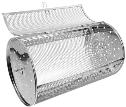 TOYANDONA Cesta Giratoria De Acero Inoxidable Para Asador Eléctrico Jaula Grill Para Barbacoa Rotatoria Herramienta Para Hornear Nueces y Castañas Compatible Con Horno y Freidora De Aire