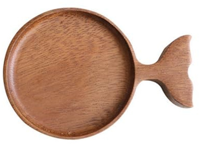 Plato de Condimentos en Forma de Pez, Madera Marrón, Ligero y Portátil | Salsas de Inmersión, Aspecto Bonito, Uso Práctico en Mesa, Tamaño Compacto, Estilo Japonés