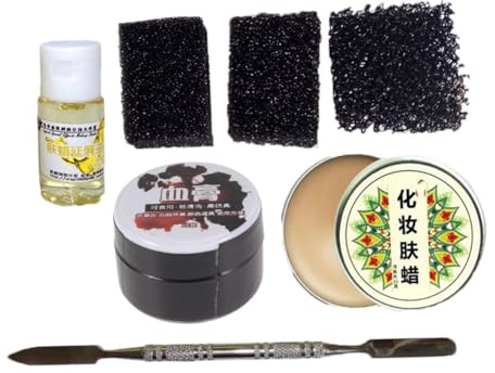 DECORNIJIA 7 Stück Special Effects Skin Wax Set Teilig mit Halloween Makeup Spatel und Stipple Schwämmen für Realistische Narben Hautfreundlich Vielseitig für Karneval und Kostümpartys