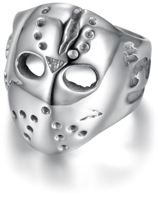 orehugaf Ring Ringe Damen Bijouterie Herren Europäische Und Amerikanische Persönlichkeit Herren Punk Totenkopf Ring Schmuck Spartan Maske Ring 15 Stahl Farbe Poliert (06504)