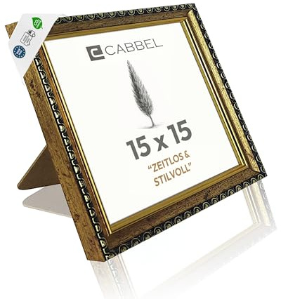 CABBEL CELI Marco de fotos dorado de 15 x 15 cm, marco barroco vintage con aspecto antiguo, marco de fotos decorativo con cristal acrílico irrompible, para fotos, carteles y certificados, elegante