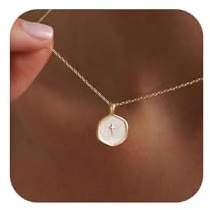 Velvoria Kreuzkette für Damen, 14 Karat vergoldet, Kreuz mit Tropfglasur, Kreuzanhänger, zierliche goldene Ketten, kleine Anhängerkette, einfache Chokerketten, Goldschmuck