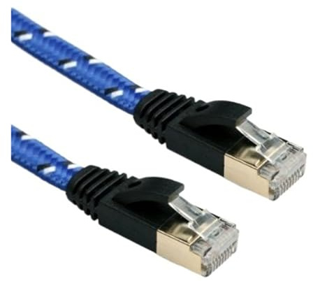 Generico Cavo LAN da 0,5 m, 1 m, 1,5 m, 2 m, 5 m, 10 m, 15 m, 20 m, cavo CAT7, cavo di rete Ethernet piatto patch RJ45 for router, switch, placcato oro(30m)