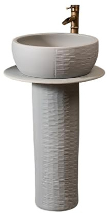 Freistehend Home Badezimmer Standwaschbecken aus Keramik mit Wasserhahn und Ablaufgarnitur modern