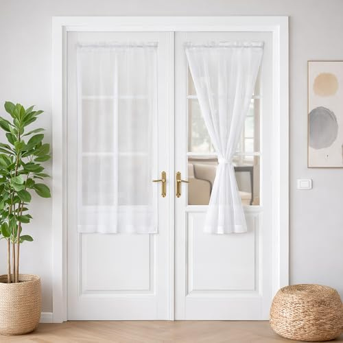 Deconovo Tende per Interni Moderne in Voile Bianco – Set di 2 Tende Trasparenti 70x150 CM, Leggere e Decorative, per Finestre e Porte Interne, Ideali per Camera da Letto e Soggiorno