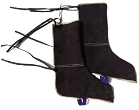 Svetsförkläde, Elektrisk svetsare svetsläder långa skor stövlar skydd fot leggings svetsare frenulum hög temperatur motstånd(Brown,20cm)