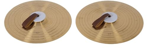 KUIDAMOS Platillos de Tambor de Aleación de 14 con Correas para los Dedos, Juego de Platillos de Percusión de Sonido Corto para Banda de Estudiantes Principiantes de Tambor