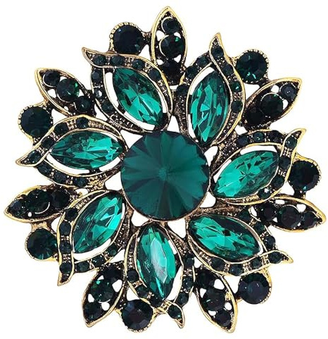 SSyang Broche de Señoras, Broche con Perlas de Perlas Cardigan Suéter, para Mujeres Niñas Decoración de Ropa Camisas Sombreros Bolsos (Verde, Pedrería)