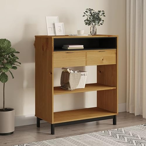 CongVVFV FLAM Bartisch aus massivem Kiefernholz 92x45x110 cm mit robuster Tischplatte und reichlich Stauraum, Stehtisch für Getränke und Snacks, rustikale Optik, langlebig und stabil,