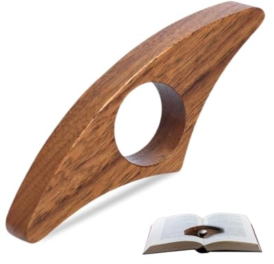DAFNE Porte-pages en bois de noyer pour livre, accessoire de lecture naturel et cadeau pour lecteurs, marque page bois support page cale page doigt ecarteur de page livre ouvert