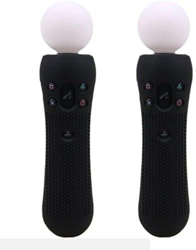 （Black） 2 pcs Anti-Slip Silicone Rubber Cover Protective Skin Case for Playstation PS4 VR Move Motion Controller