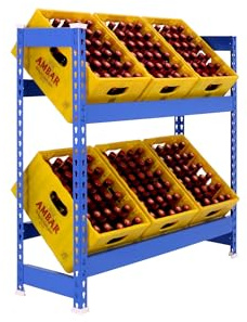 Simon Rack Estantería Cajas de Bebidas, 6 Cajas, 1000x1000x300 mm, 2 Alturas, 100 kg de Punto Flexión, Estantería para Bebidas, Azul - Simonbottle