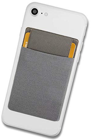 Cardsock - Wiederverwendbarer Handy Kartenhalter, Kartenfach - RFID Blocking Smartphone Wallet für Kreditkarten & Bargeld mit Verschluss in grau