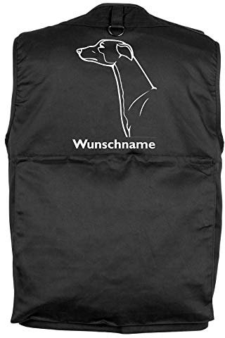 Tierisch-tolle Geschenke Greyhound - Hundesportweste Hundeführerweste mit Rückentasche und Namen L