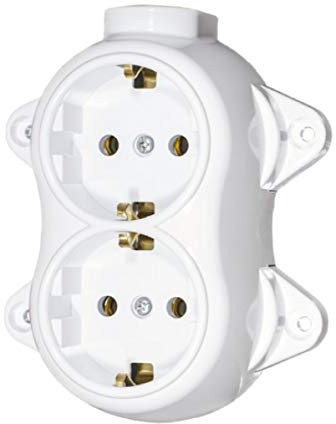 2-Fach Retro Vintage Aufputz Schuko Weiss Steckdose IP 20 2er Aufputz Schukoteckdose