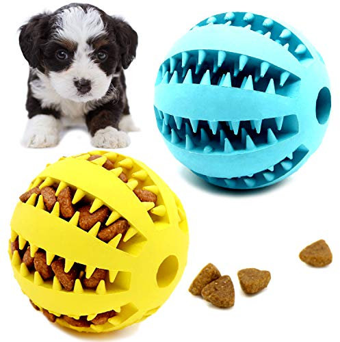 Youngever 2er Pack 5cm Hundeball mit Zahnpflege - Hundespielzeug Ball Große & Kleine Hunde, Kauspielzeug aus Naturgummi für Leckerli
