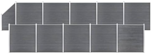 vidaXL WPC Zaun-Set 10 Quadrate + 1 Schräge 1830x186 cm Grau