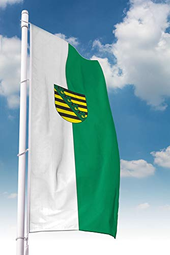 Deitert Bundesland-Flagge Sachsen – 150x400 cm Sachsen Fahne mit Wappen im Hochformat, Hissfahne aus reißfestem Polyester