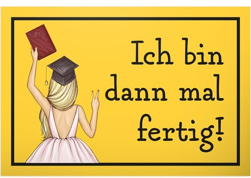 DankeDir! Bin mal fertig - Schild - Deko Geschenk Karte Glückwunschkarte Abschluss bestandenes Studium Studienabschluss - Master Partydeko Bachelor Geschenk Dekoration Student Geschenkidee