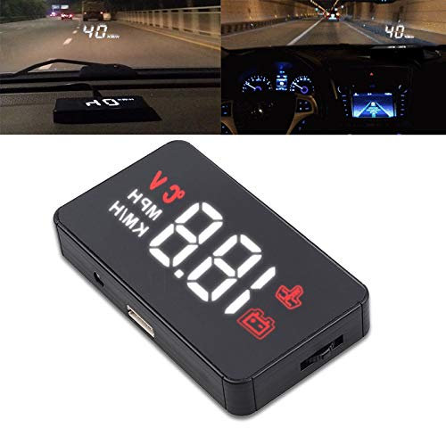Auto HUD Display, Riloer Car Head Up Display Projektor Digitaler Tachometer mit 3 Zoll HD Bildschirm OBDII oder EUOBD Schnittstelle Drehzahl Wassertemperatur Spannung Überdrehzahlalarm