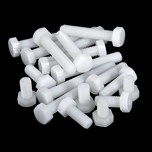 CONPHERON Tornillos Hexagonal de Nailon Perno Tornillos de Plástico Blanco M8*70 mm,10 pcs