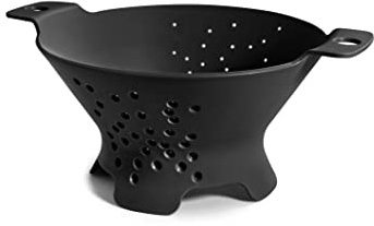 Blim Plus Passoire Cosmo diamètre 25 cm noir mat (carbon) en plastique 100 % recyclable, non toxique, lavable au lave-vaisselle, poignée ergonomique, 4 pieds d'appui, trous évasés
