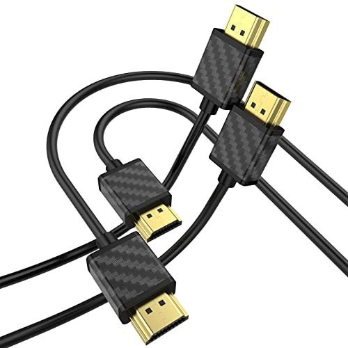 SOEYBAE 4K Câbles HDMI 2M (Lot de 2), HDMI 2.0 cable Haute Vitesse Ultra HD, Supporte Retour Audio 3D HDR Compatible avec Blu Ray PS5 PC TV