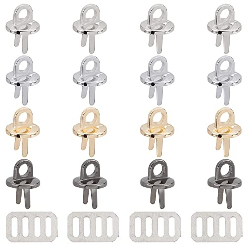 WADORN 16 juego de Hebillas de Conector de Correa de Bolsa, 4 colores, Cierre de Suspensión para Monedero, Hebilla de Clip Lateral de Metal Redondo para Manualidades de Cuero DIY, Agujero: 0.55 cm
