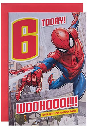 Hallmark Geburtstagskarte zum 6. Geburtstag für Kinder, Marvel Spider-Man-Design