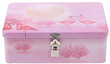 Cabilock Makeup Pallet Jewelry Tray Tinplate Storage Box Tinplate Storage Case Storage Gift Boxes Metal Empty Boxes with Padlock Retro Treasure Jewelry Chest Metal Storage Box