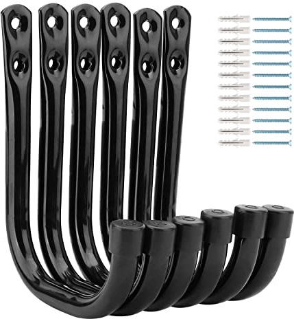 Whrsinlor Garage Hooks, 6 Pack Heavy Duty Storage Hooks, 4.1Inch Garden Tool Utility Hooks, Fastening Hooks for Wall Mounting Load Capacity 45lbs