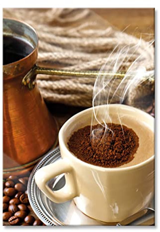 Pixxprint Glasbild, Wandbild aus Echtglas, Kaffe Kaffeetasse Kaffee, 40x60 cm, inkl. Aufhängung und Abstandshalter
