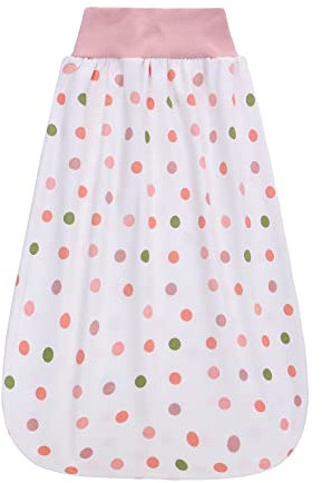 amo nenes Baby Schlafsack Kinder, Schlafsack Baby Sommer Kleine Kinder Schlafsäcke mit Elastischem Umschlagbund, 0,5 Tog 100% Baumwolle atmungsaktiv Babyschlafsack Unisex Pyjamas, 6-12M Bunte Punkte