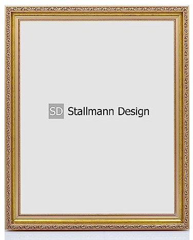 Stallmann Design Barockrahmen “OIA” | 48x68 cm | Gold | Echtholz-Bilderrahmen antik | mit Kunstglas | Fotorahmen aus Holz im Vintagestyle